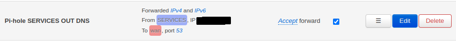 Traffic forwarding from Pi-hole to WAN on port 53